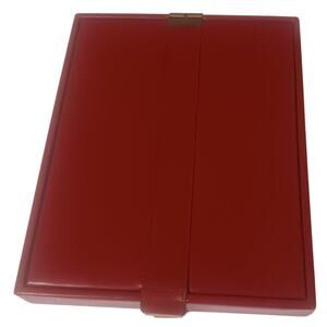 Antique English Woodward & Lothrup red leather stationery dresser box jewelry